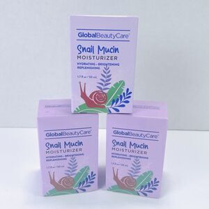 3 Pk Global Beauty Care Snail Mucin Moisturizer Hydrate Brighten Replenish NEW